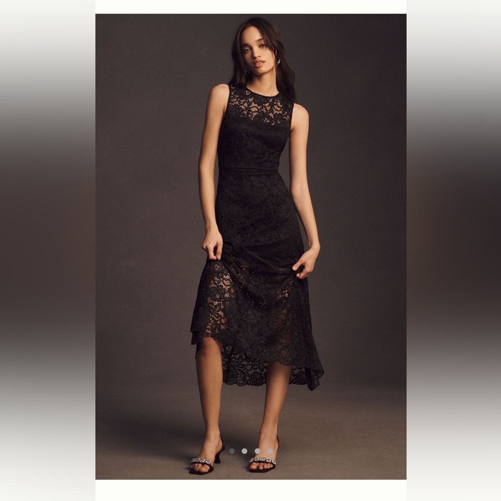 Anthropologie BHLDN Kamila High-Neck Lace Midi Dress